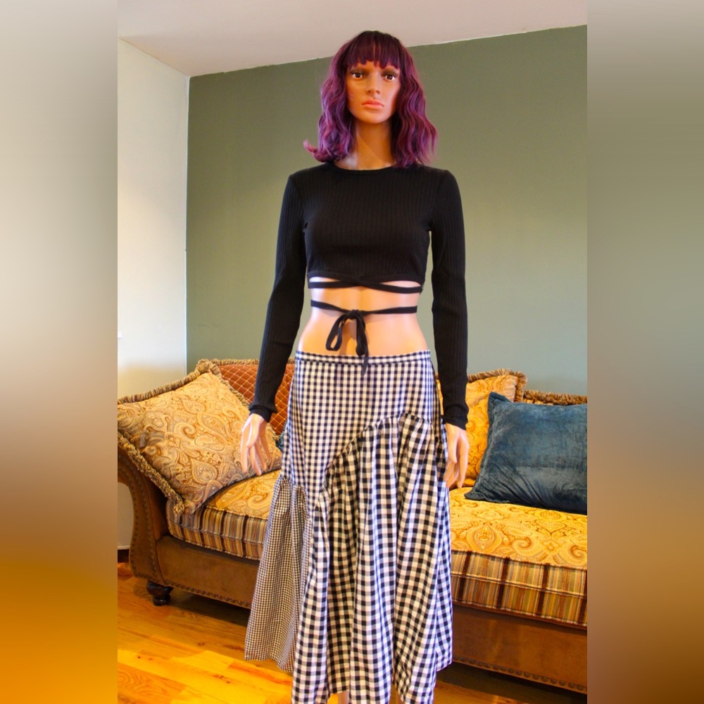 Sandy Liang X Target gingham asymmetrical skirt